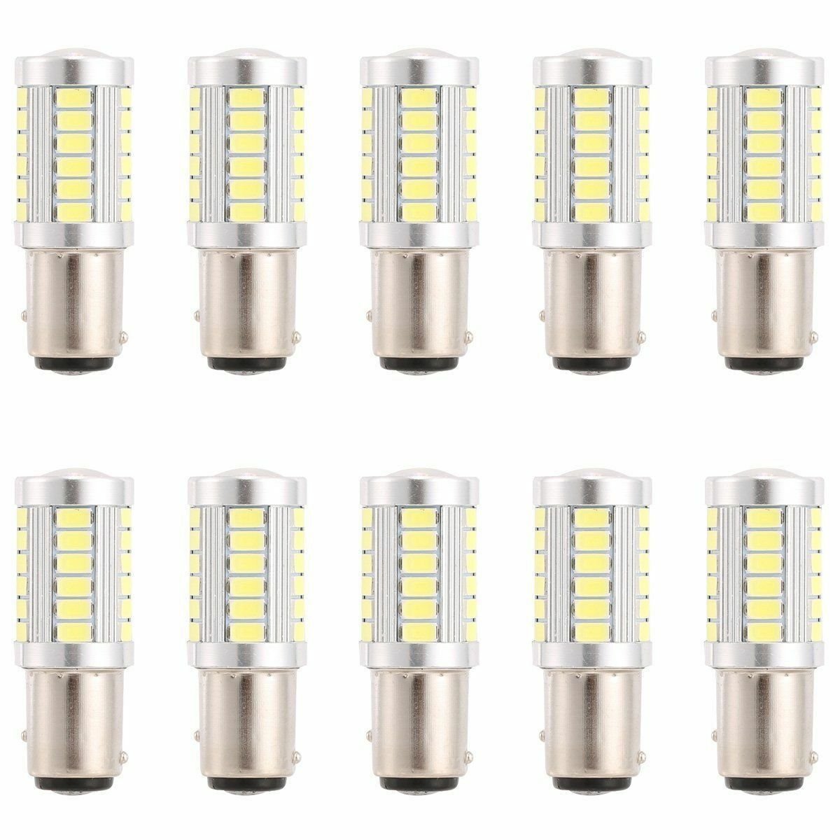 6Pcs White BAY15D 1157 Car Tail Stop Brake Light 5630 33 SMD LED Canbus Bulb 12V