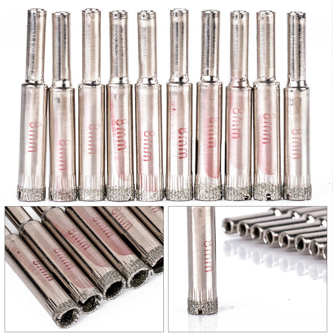10pcs 8mm Diamond Coated Core Drill Bit Granite Glass Marble Tile Hole Saw 5/16"