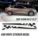2Pcs Car Side Body Vinyl Decal Sticker Racing Sports Long Stripe Decals Graphics