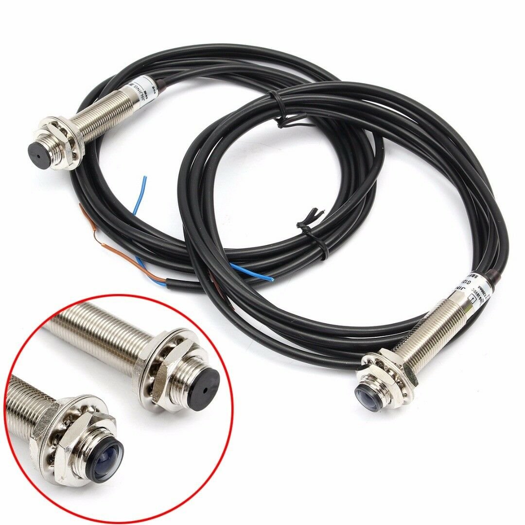 1 Pair PNP M12 Laser Through Beam Photoelectric Sensor 200mA Cable Length 1.8m