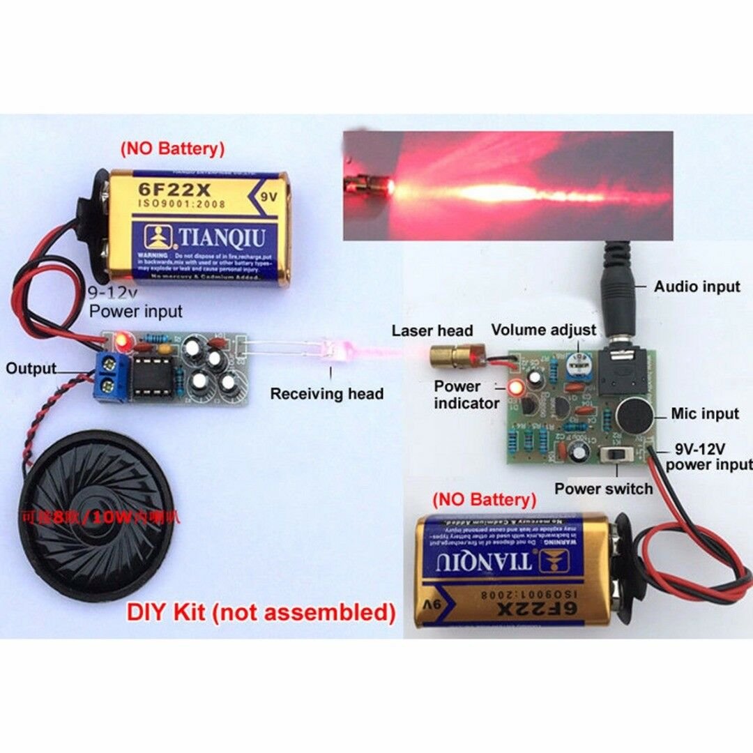 12V Laser Infrared Wireless Audio Transmission Transceiver DIY Learning
