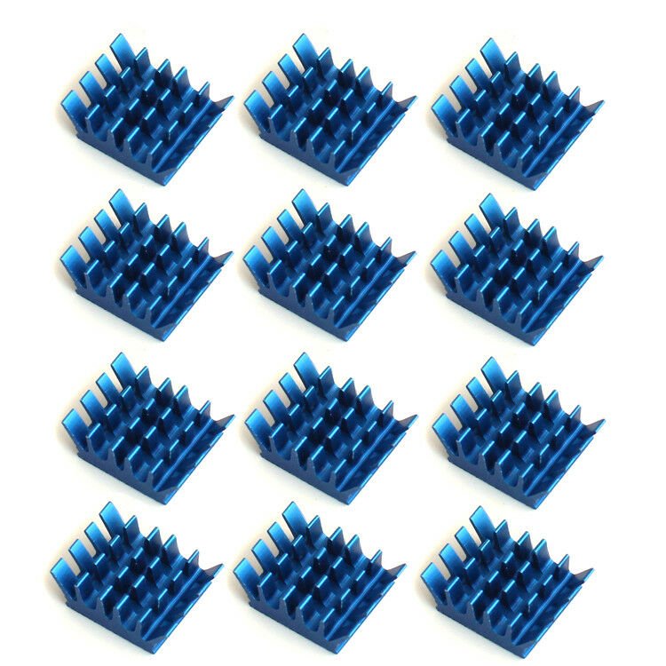 12pcs 13x14x6mm Blue Aluminum Heatsink Adhesive For Memory RAM IC Chip Tool Kit
