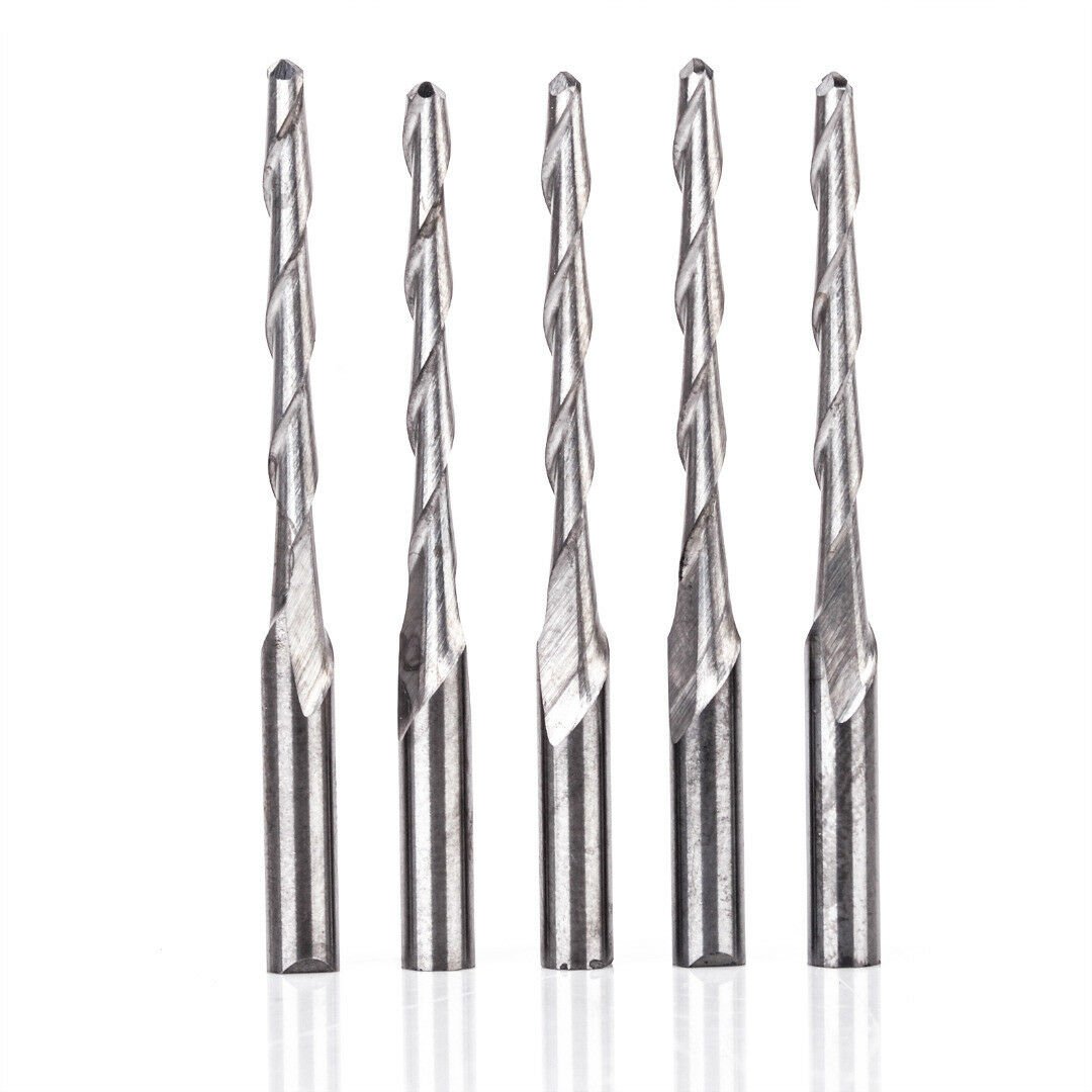 5pcs 2 Flute Carbide 2mm Dia Spiral Ball Nose End Mill CNC Engraving Bit Set