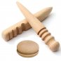 3Pcs Burnisher Leather craft Edge Round Slicker Wood Leathercraft tools Set