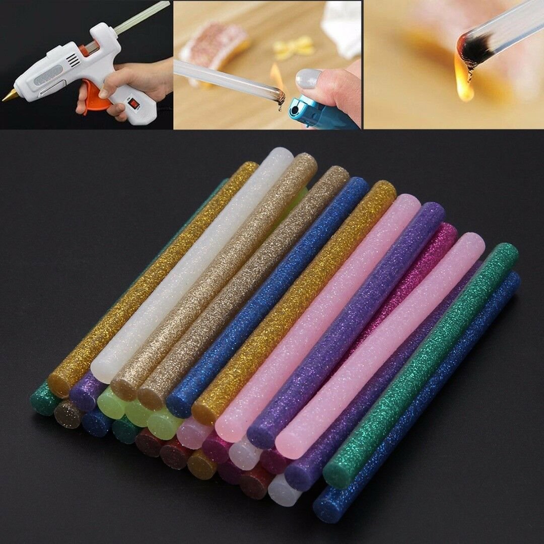 30Pcs 100mm Multicolor Glitter Hot Melt Glue Sticks Adhesive Assorted DIY Tools