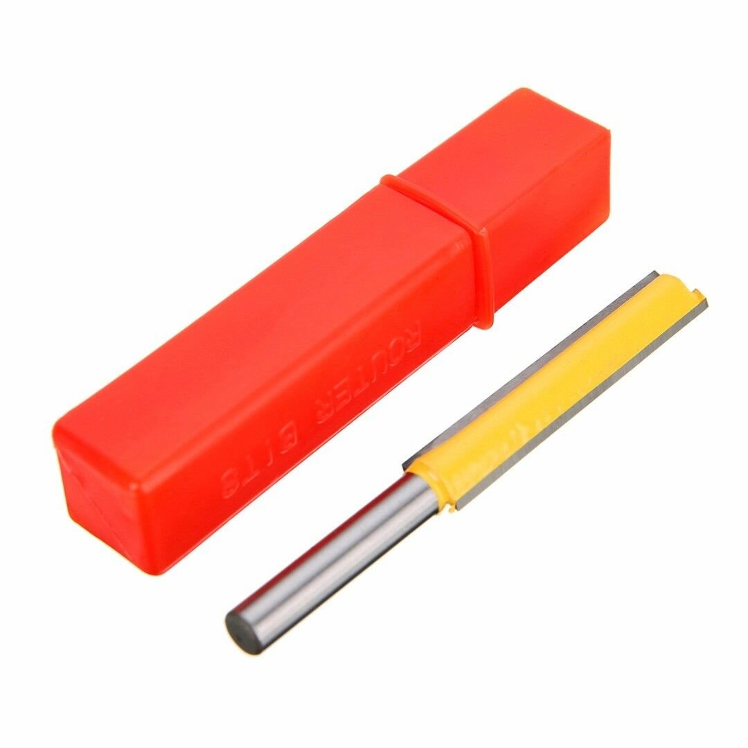 1Pc 1/4" Shank Extra Long Straight Router Bit 2 Flute Trimming Blade 3/8"W x 2"H