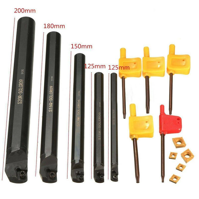 5Pcs SCLCRO9 Lathe Turning Boring Bar Holder W/ CCMT Insert 7 10 12 16 20mm Set