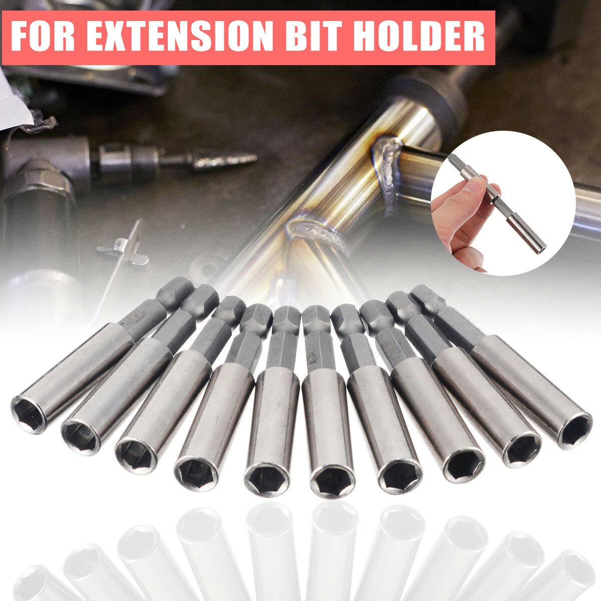 10pcs 60mm Magnetic Extension Socket Drill Bit Holder 1/4" Hex For Power Tools