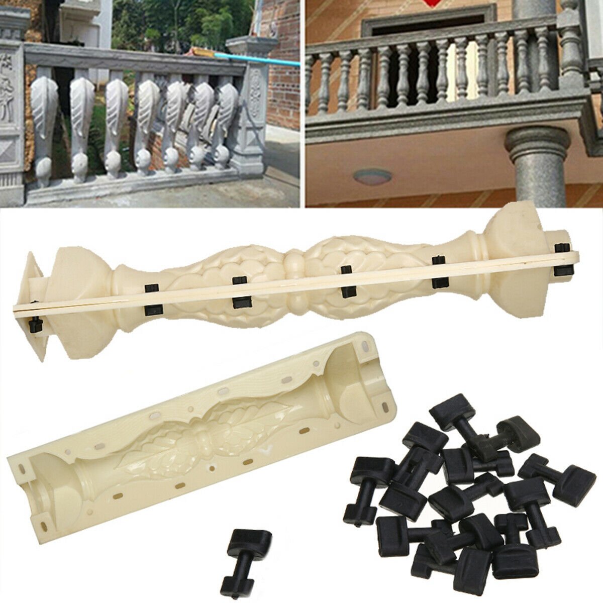 2 Pcs Moulds Balustrades Mold for Concrete Plaster Cement Plastic Casting 60cm