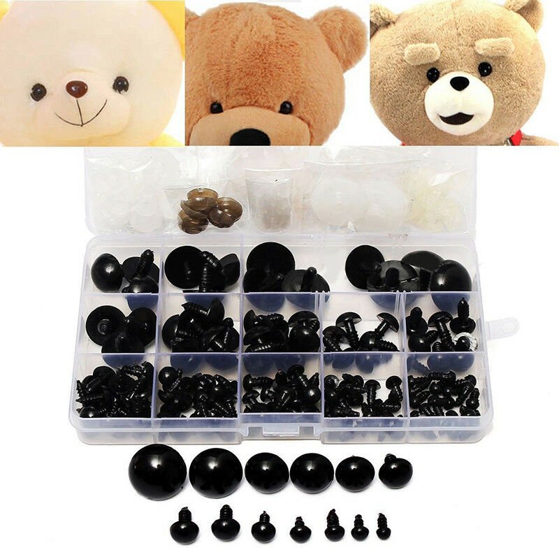 154pcs 6-24mm Plastic Black Safety Eyes For Teddy Bear Dolls Toy Animal Felting