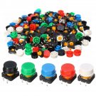 100pcs 12 x12x 7.3mm Tactile Switch Tact Push Button Momentary 5 Color Round Cap