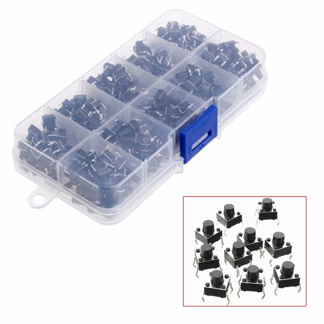 200PCS 10Value TM Tactile Push Button Switch Micro Momentary Tact Assorted Case