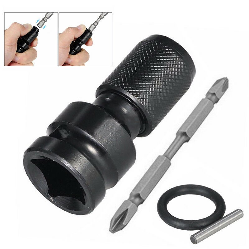 1/2'' to 1/4'' Hex Ratchet Socket Adapter Drive Converter+ Screwdrivers Tool