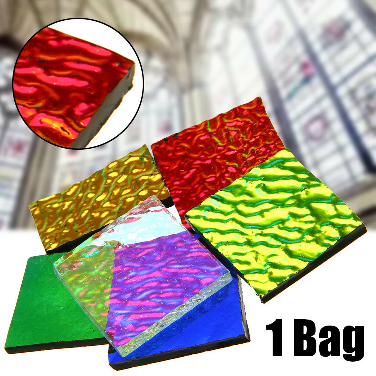 1 bag COE90 Dichroic Glass Mix Color & Shapes Fusing in Glass Microwave Kiln DIY