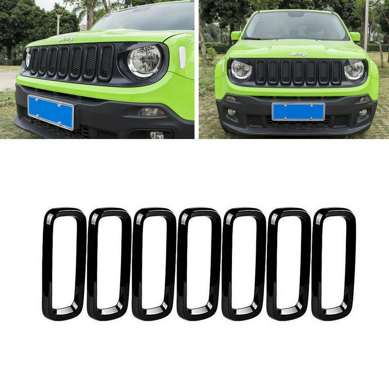7x Front Grill Grille Insert Guard Cover Hood Trim For Jeep Renegade 2015-2018