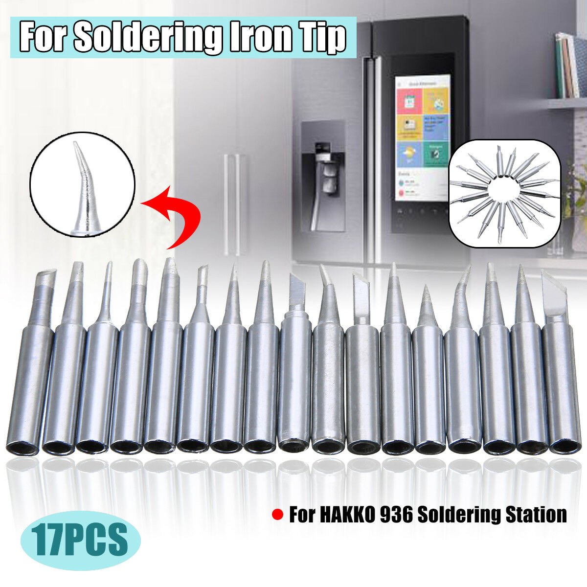 17Pcs Lead-Free Soldering Iron Tip 900M-T For HAKKO 936 Soldering Station DIY