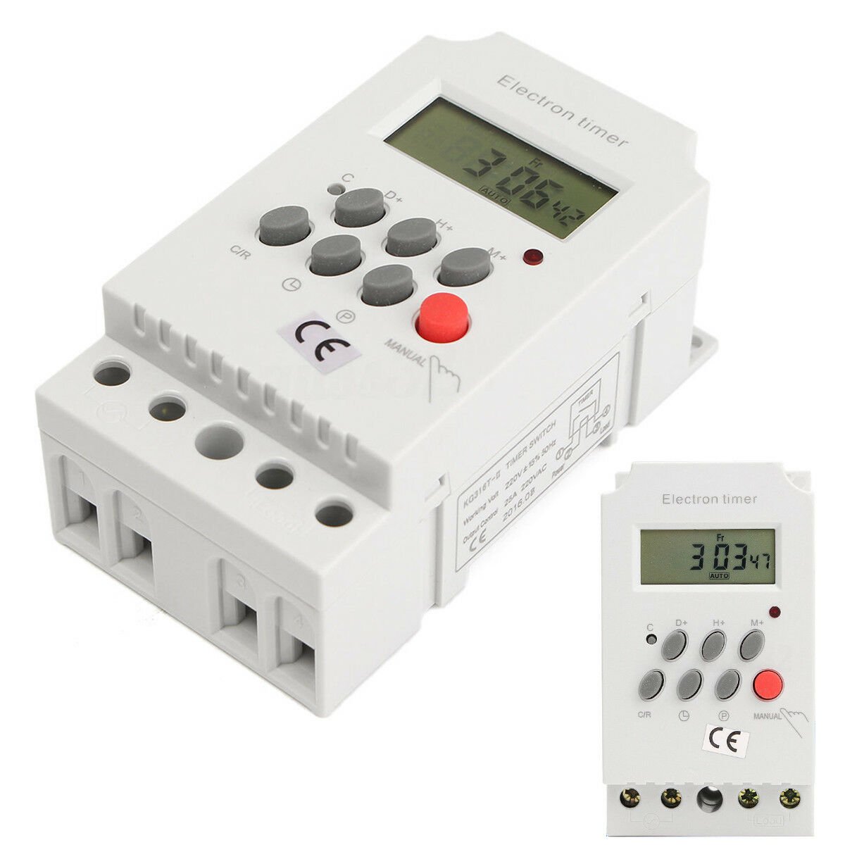 AC 220V 25A KG316TII Din Rail LCD Digital Programmable Electronic Timer Switch