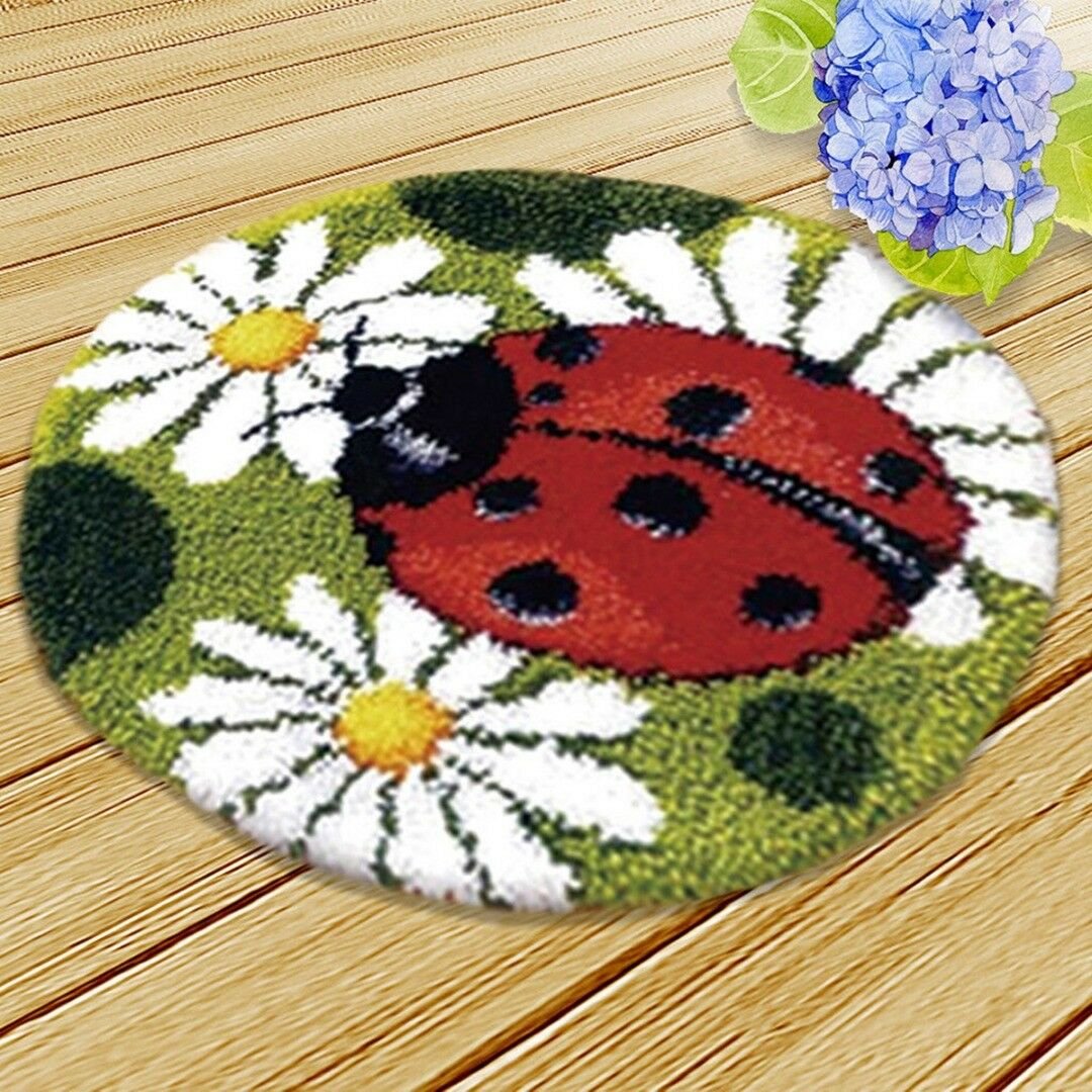 Latch Hook Cushion Kits Ladybug Rug Cushion Beetle Carpet Hooking