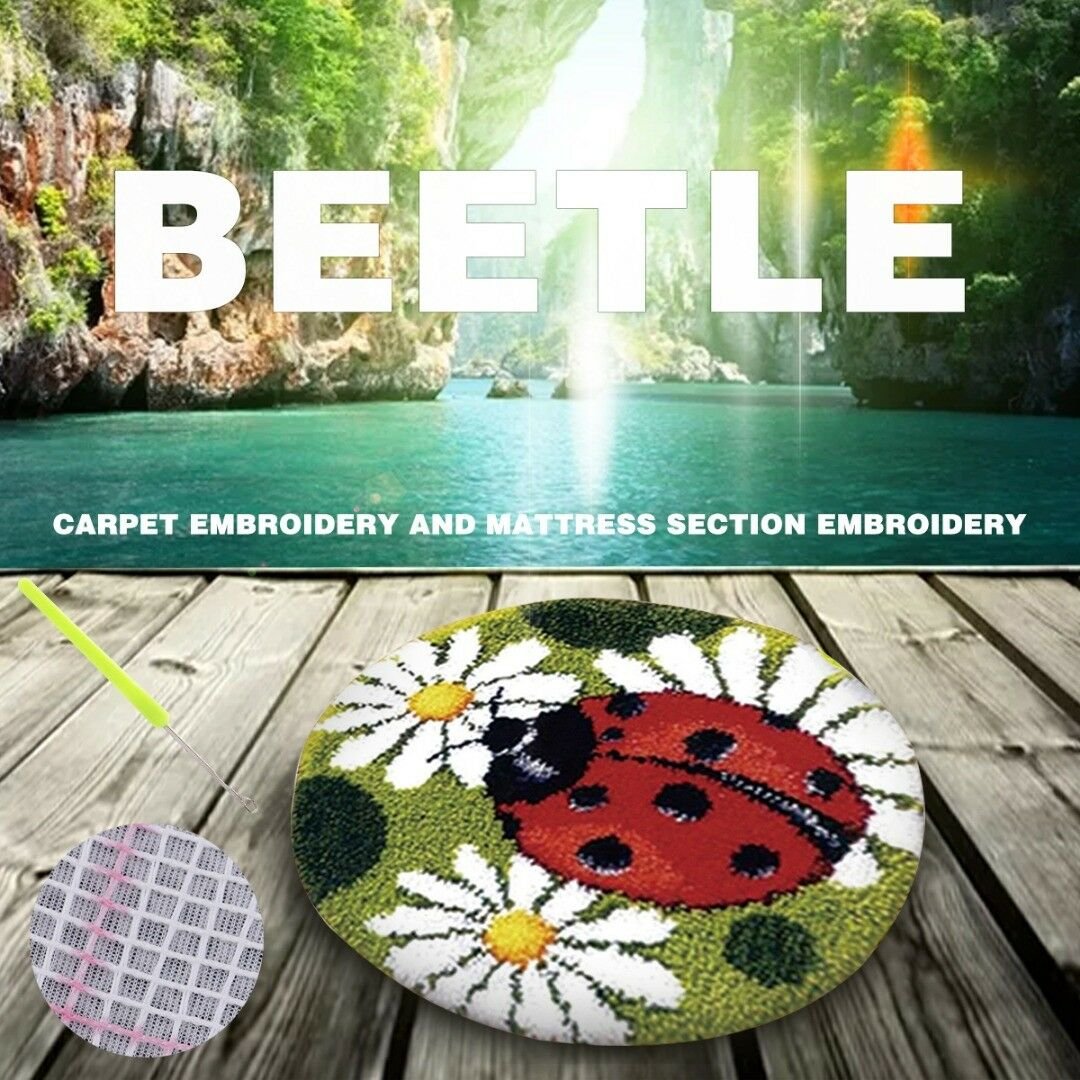 Latch Hook Cushion Kits Ladybug Rug Cushion Beetle Carpet Hooking