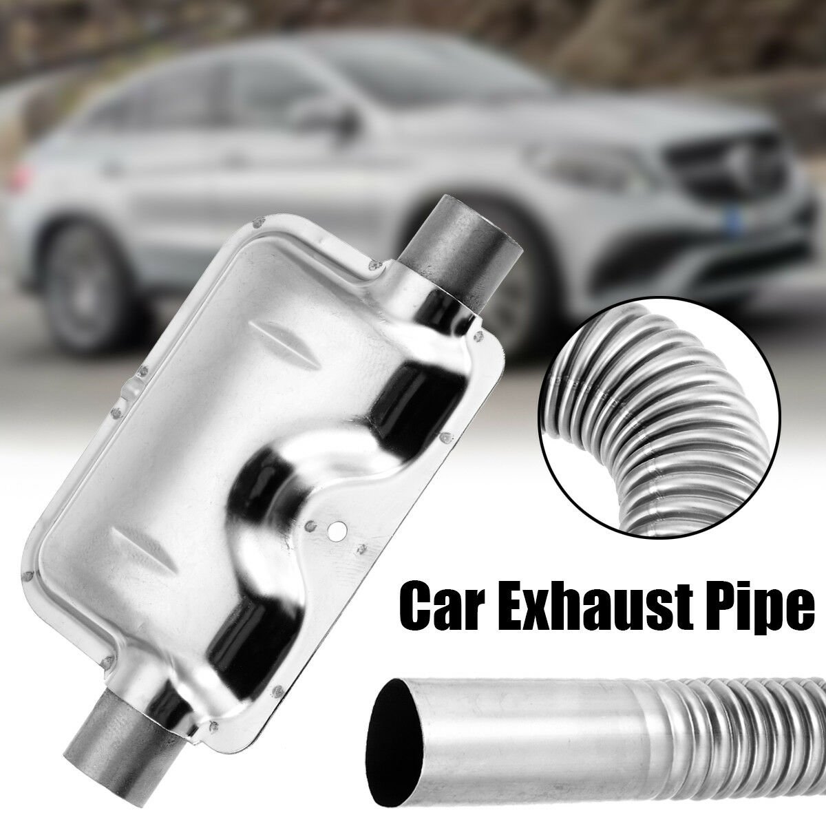 60cm Exhaust Pipe 25mm Silencer Muffler For Car Parking Air Diesel