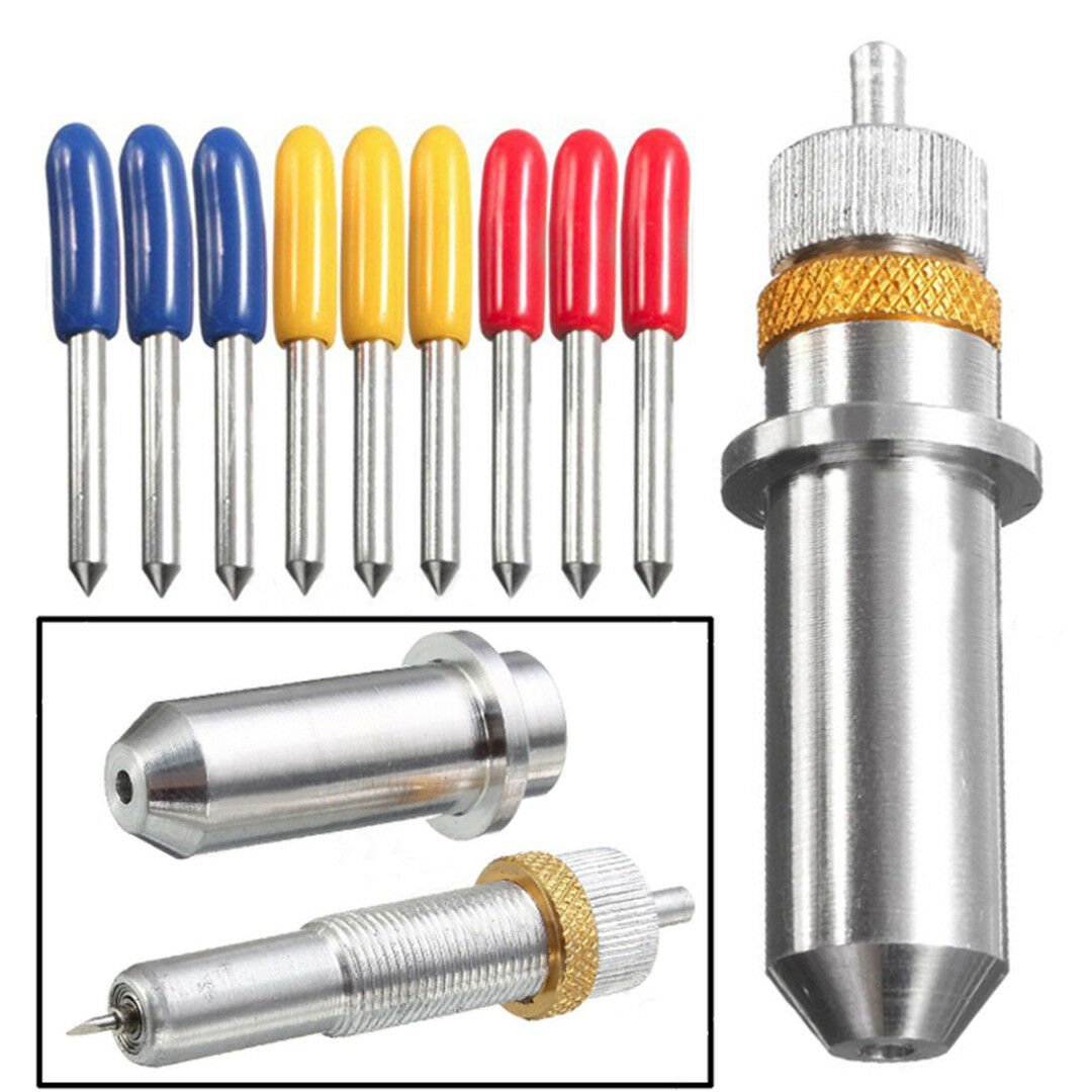9Pcs 30° 45° 60° Blades Vinyl Cutter + 1pc Cutting Plotter Blade Holder