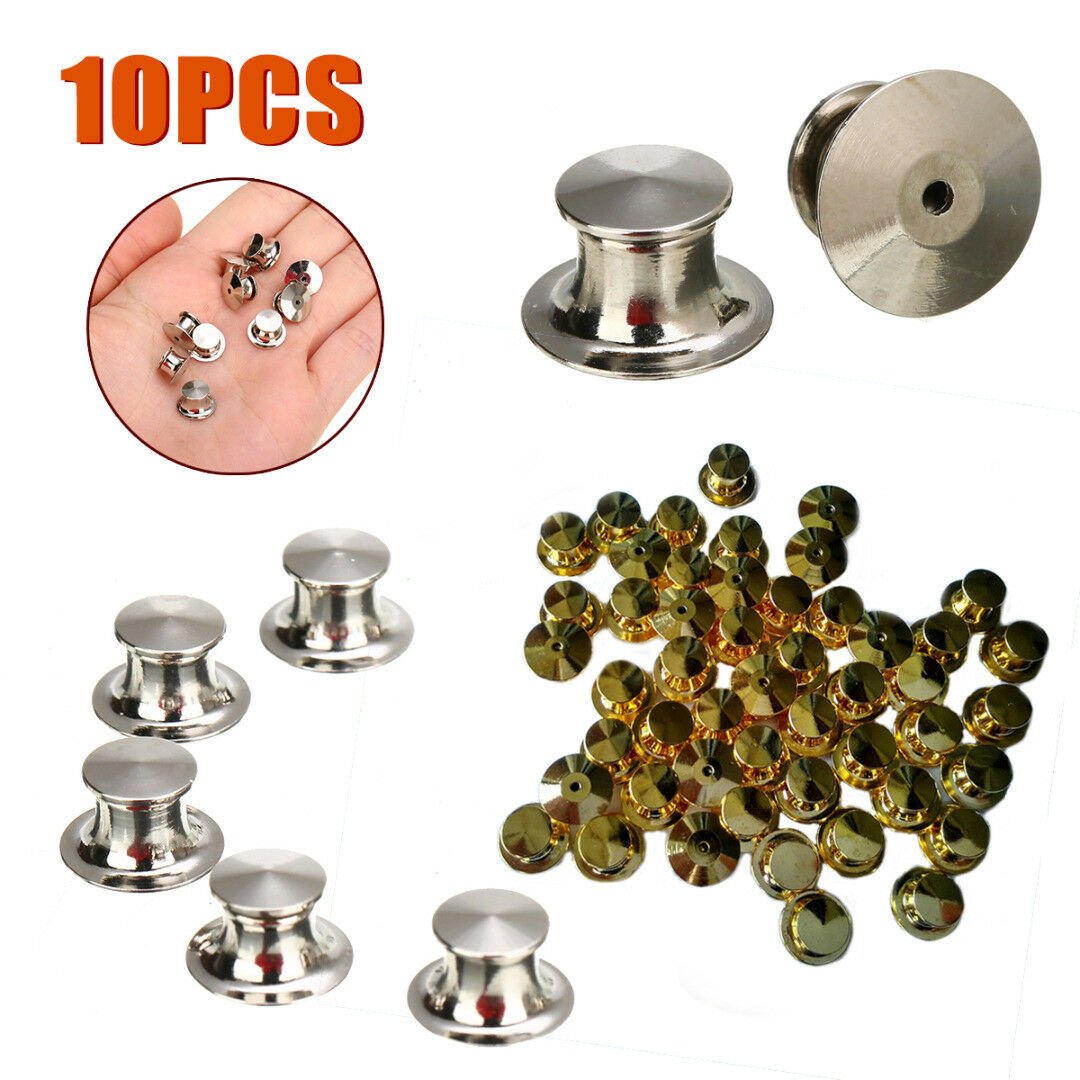 10Pcs Silver Low Profile Fastener Locking Pin Keepers Backs Set Gold Silver