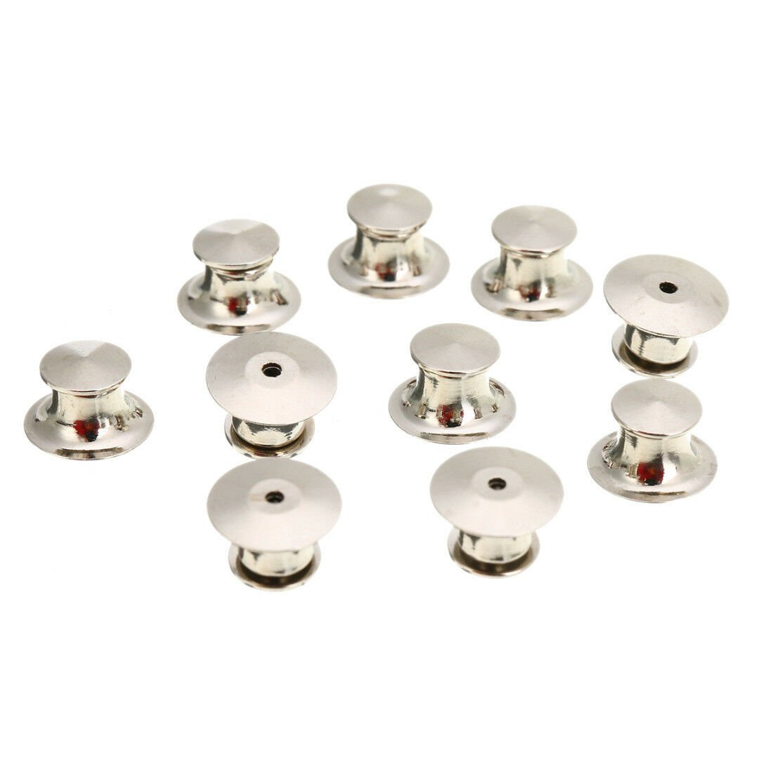 10Pcs Silver Low Profile Fastener Locking Pin Keepers Backs Set Gold Silver
