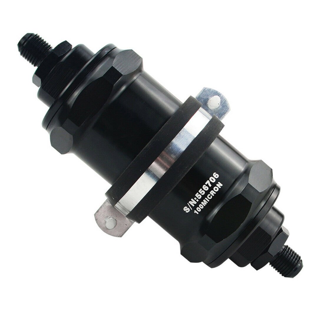 Universal Car Auto AN10 Inline Fuel Filter E85 Ethanol With 100 Micron Black