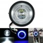 6.5" Universal Motorcycle Halo Ring Blue Led Headlight For Honda Cafe Racer 12V
