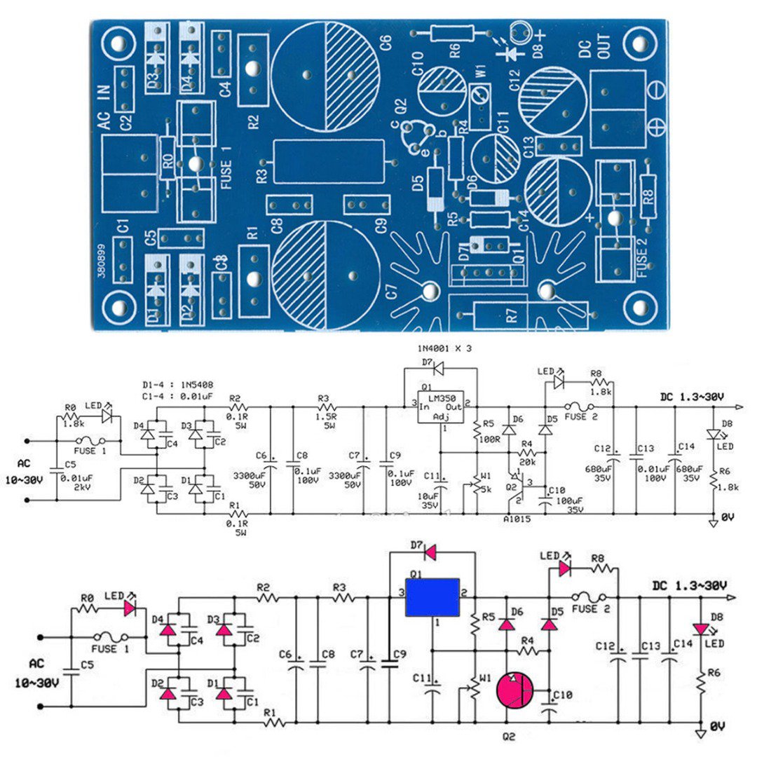 Low Noise Distortion Power Supply PCB LM317 LT1083 LM1085 LM350 Supply ...