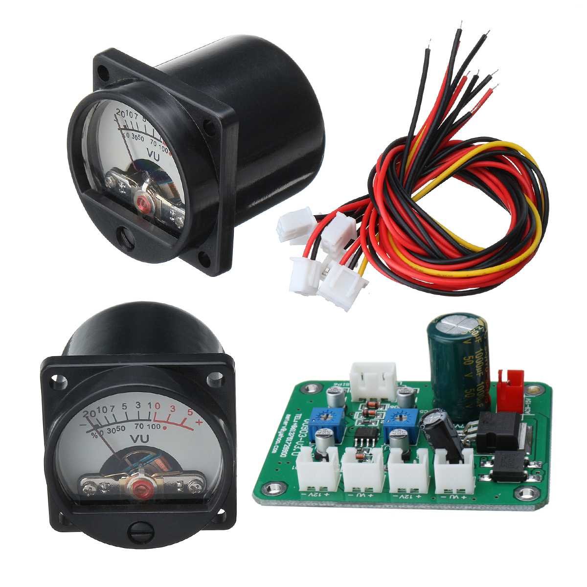 2pc 10-12V VU Panel Meter 500UA Warm Back Light Recording +Cable +Driver Module