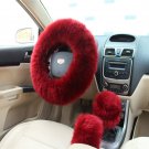 Fur Wool Furry Fluffy Thick Car Steering Wheel Cover Red Wine Color Winter