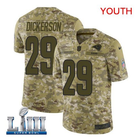 Youth Eric Dickerson #29 Los Angeles Rams 2019 Super Bowl LIII Jersey Camo