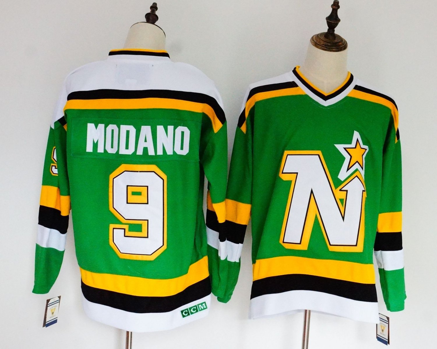 Mens Dallas Stars 9 Mike Modano Green Stitched Ice Hockey Jersey