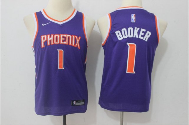 Youth Phoenix Suns #1 Devin Booker Purple Basketball Stitched Jersey