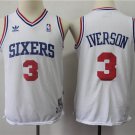 Youth Sixers #3 Allen Iverson White Throwback Basketball Jersey Stitched
