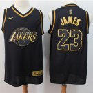 Men's Los Angeles Lakers #23 LeBron James Basketball Jersey Black Gold