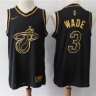 Men's Miami Heat #3 Dwyane Wade Basketball Jersey Black Gold Stitched