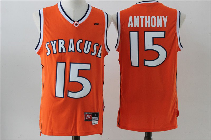 Men's Syracuse College #15 Carmelo Anthony Basketball Jersey Orange