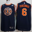 Men's New York Knicks #6 Kristaps Porzingis Basketball Swingmen Jersey Navy