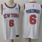 Men's New York Knicks #6 Kristaps Porzingis Basketball Swingmen Jersey White