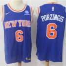 Men's New York Knicks #6 Kristaps Porzingis Basketball Swingmen Jersey Blue