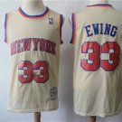 Men's New York Knicks 33# Patrick Ewing Basketball Throwback Jersey Cream