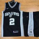 Men's San Antonio Spurs #2 Kawhi Leonard Black Basketball Jersey and Shorts