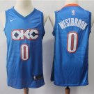 Men's Oklahoma Thunders #0 Russell Westbrook Blue Jersey City Edition