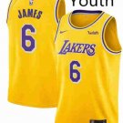 Youth Los Angeles Lakers #6 Lebron James Basketball Stitched Jersey Yellow