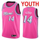 Youth Miami Heat #14 Tyler Herro Pink Earn Edition Basketball Jersey Stitched
