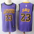 Men's Los Angeles Lakers #23 LeBron James Basketball Jersey Purple Stripe