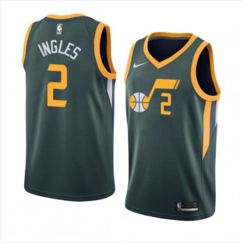 Men's Utah Jazz #2 Joe Ingles Basketball Jersey Green Earned Edition