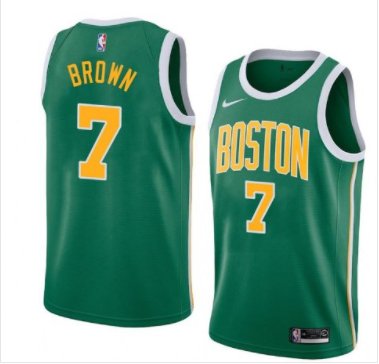 Men's Boston Celtics #7 Jaylen Brown Basketball Jersey Green Earned Edition